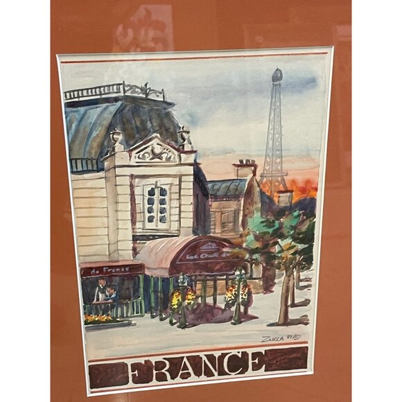 France, Hand Painted Watercolor Artwork by Zucca - Picture 3 of 4